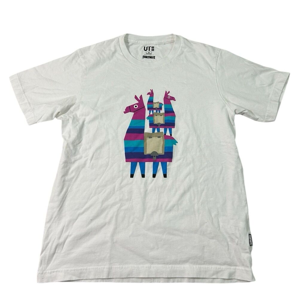 Uniqlo UT x Fortnite Llama Graphic Tee White 100% Cotton Short Sleeve M
